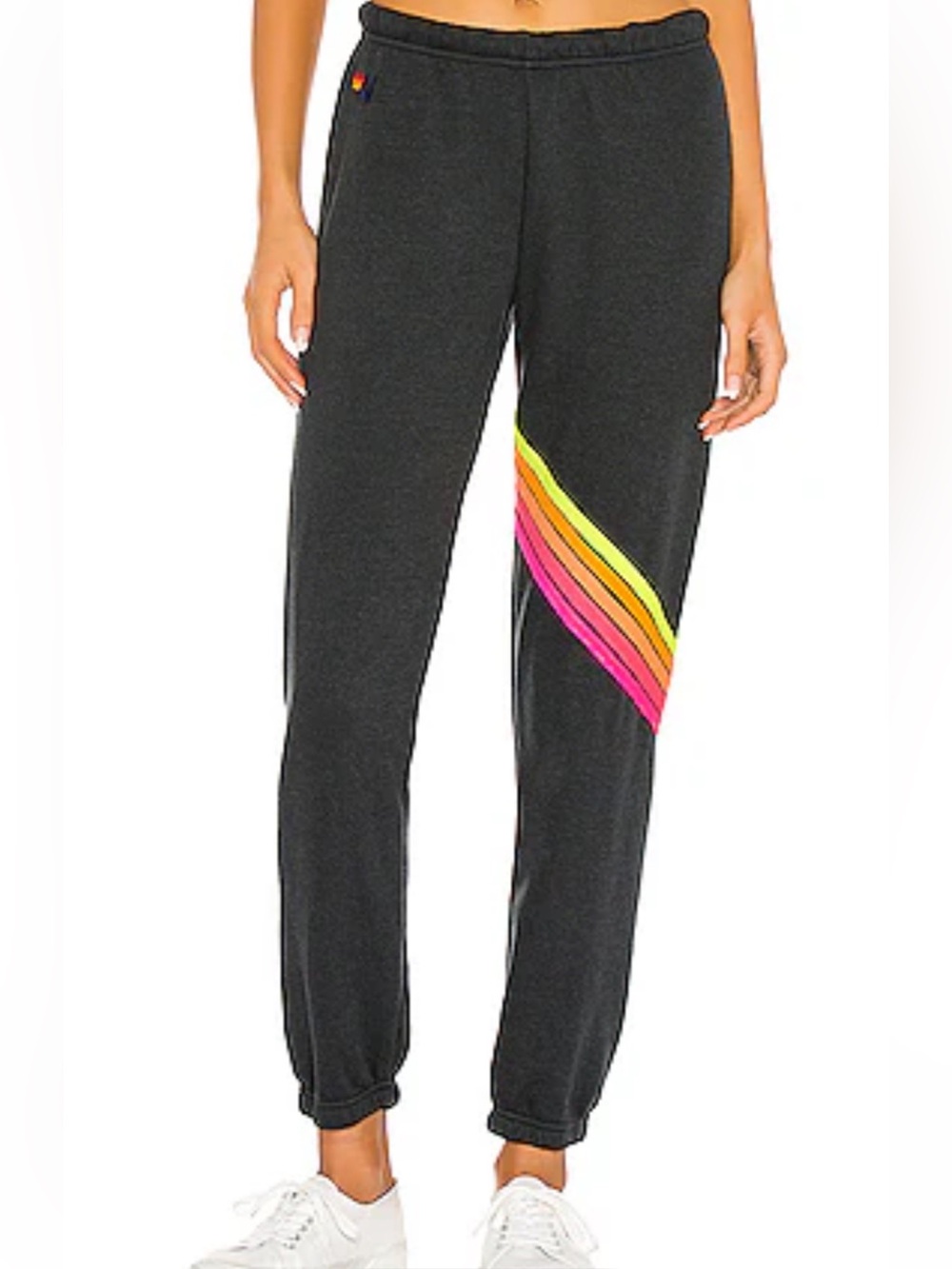 Aviator Nation Women’s Charcoal/Neon Chevron 5-stripe Jogger Sweatpants Size S